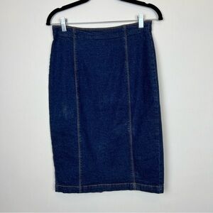 VTG 90’s Jeanology Dark Wash Denim Midi Skirt size 8